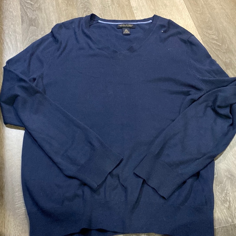 Navy Blue Mens Banana Republic Silk Cotton Cashmere Sweater in Size M